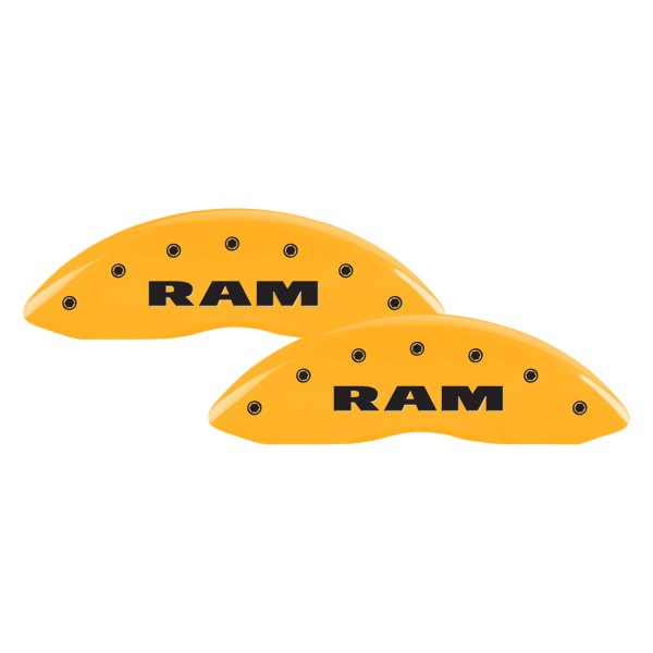 MGP® - Gloss Yellow Front Caliper Covers with Front Ram and Rear Ramhead Engraving (Full Kit, 4 pcs)