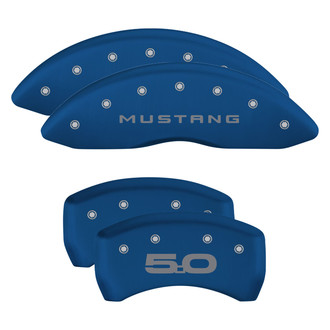MGP® - Gloss Blue Caliper Covers with Mustang / 5.0 Engraving (Full Kit, 4 pcs)
