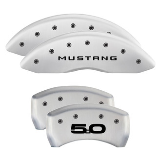 MGP® - Gloss White Caliper Covers with Mustang / 5.0 Engraving (Full Kit, 4 pcs)