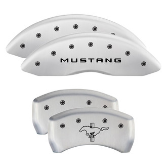MGP® - Gloss White Caliper Covers with Mustang / Bar and Pony Engraving (Full Kit, 4 pcs)