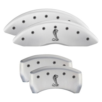 MGP® - Gloss White Caliper Covers with Tiffany Snake Logo Engraving (Full Kit, 4 pcs)