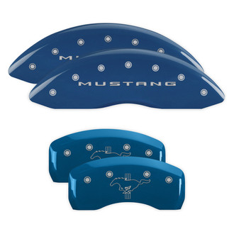 MGP® - Gloss Blue Caliper Covers with Mustang / Bar and Pony Engraving (Full Kit, 4 pcs)