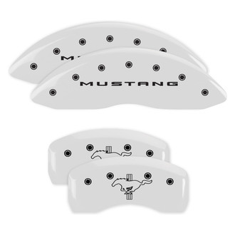 MGP® - Gloss White Caliper Covers with Mustang / Bar and Pony Engraving (Full Kit, 4 pcs)