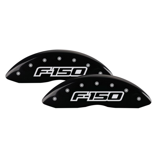 MGP® - Gloss Black Front Caliper Covers with Ford F-150 Logo Engraving from 2009 (Full Kit, 4 pcs)