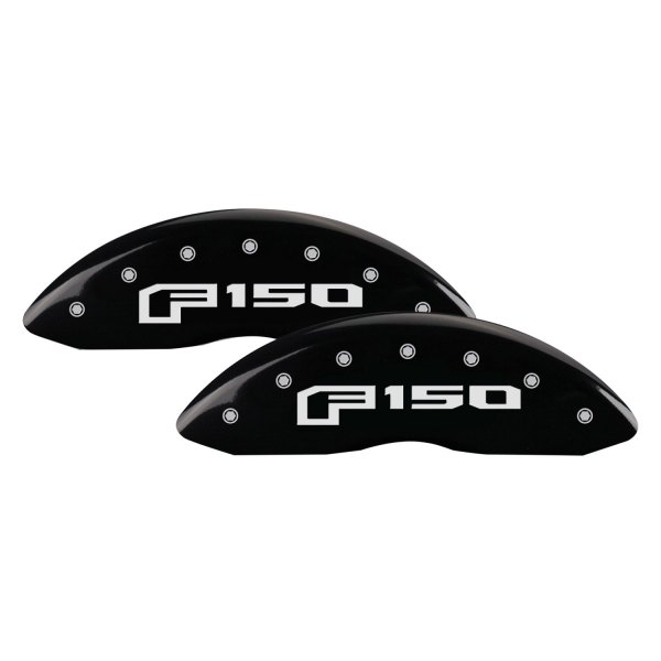 MGP® - Gloss Black Front Caliper Covers with Ford F-150 Logo Engraving from 2015 (Full Kit, 4 pcs)