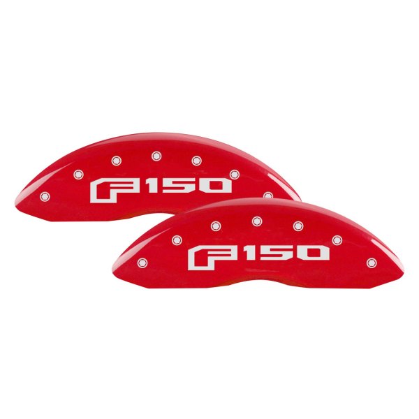 MGP® - Gloss Red Front Caliper Covers with Ford F-150 Logo Engraving from 2015 (Full Kit, 4 pcs)