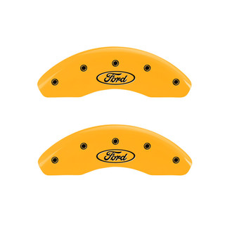 MGP® - Gloss Yellow Caliper Covers with Ford Oval Logo Engraving (Full Kit, 4 pcs)