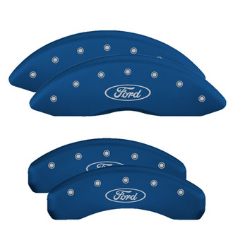 MGP® - Gloss Blue Caliper Covers with Ford Oval Logo Engraving (Full Kit, 4 pcs)