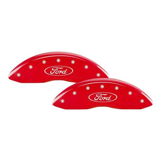 MGP® - Gloss Red Caliper Covers with Ford Oval Logo Engraving (Full Kit, 4 pcs)