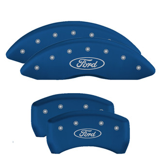 MGP® - Gloss Blue Caliper Covers with Ford Oval Logo Engraving (Full Kit, 4 pcs)