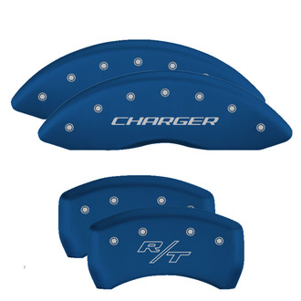 MGP® - Gloss Blue Caliper Covers with Charger / RT Engraving (Full Kit, 4 pcs)