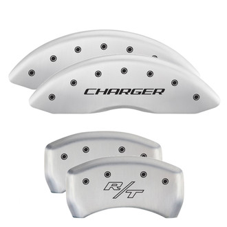 MGP® - Gloss White Caliper Covers with Charger / RT Engraving (Full Kit, 4 pcs)