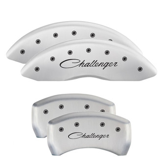 MGP® - Gloss White Caliper Covers with Challenger Cursive Engraving (Full Kit, 4 pcs)