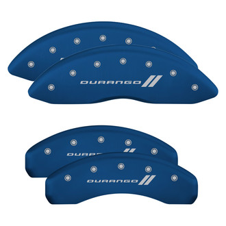MGP® - Gloss Blue Caliper Covers with Durango and Stripes Engraving (Full Kit, 4 pcs)