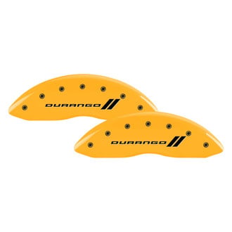 MGP® - Gloss Yellow Caliper Covers with Durango and Stripes Engraving (Full Kit, 4 pcs)