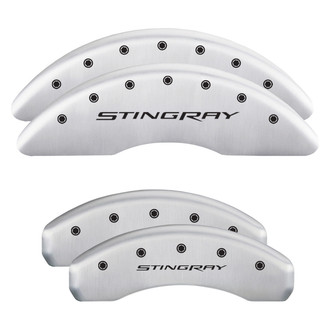 MGP® - Gloss White Caliper Covers with Stingray Engraving (Full Kit, 4 pcs)