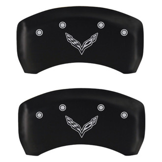 MGP® - Gloss Black Rear Caliper Covers with V Emblem Corvette C7 Engraving