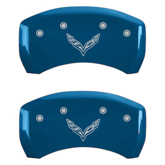 MGP® - Gloss Blue Rear Caliper Covers with V Emblem Corvette C7 Engraving