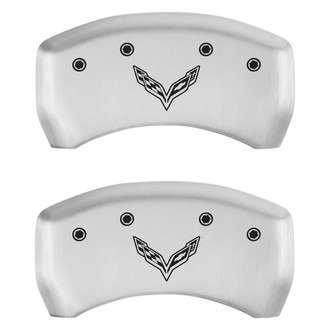 MGP® - Gloss White Rear Caliper Covers with V Emblem Corvette C7 Engraving