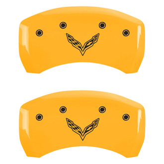 MGP® - Gloss Yellow Rear Caliper Covers with V Emblem Corvette C7 Engraving