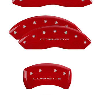 MGP® - Gloss Red Caliper Covers with Corvette C5 Engraving (Full Kit, 6 pcs)