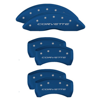 MGP® - Gloss Blue Caliper Covers with Corvette C6 Engraving (Full Kit, 6 pcs)