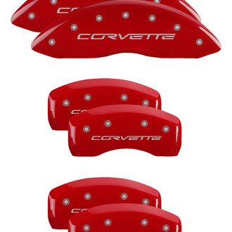 MGP® - Gloss Red Caliper Covers with Corvette C6 Engraving (Full Kit, 6 pcs)