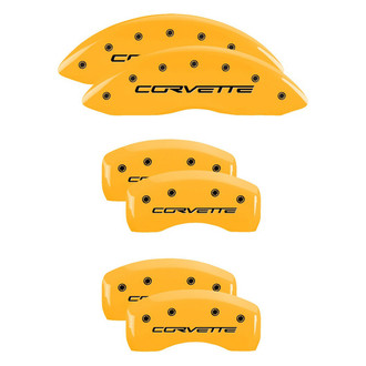 MGP® - Gloss Yellow Caliper Covers with Corvette C6 Engraving (Full Kit, 6 pcs)