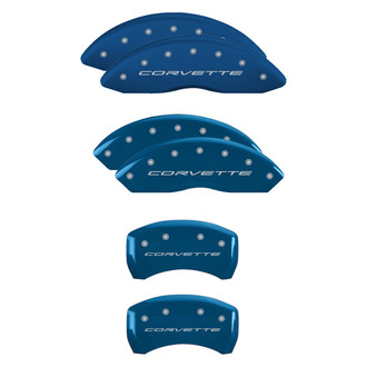 MGP® - Gloss Blue Caliper Covers with Corvette Logotype Engraving (Full Kit, 6 pcs)