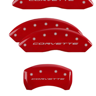MGP® - Gloss Red Caliper Covers with Corvette Logotype Engraving (Full Kit, 6 pcs)