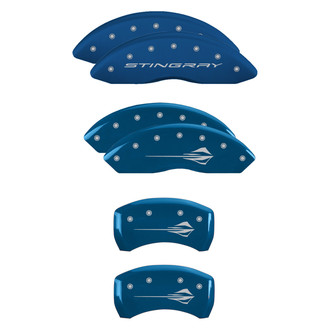 MGP® - Gloss Blue Caliper Covers with Stingray Logotype / Stingray (C8) Engraving (Full Kit, 6 pcs)