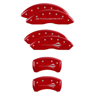 MGP® - Gloss Red Caliper Covers with Stingray Logotype / Stingray (C8) Engraving (Full Kit, 6 pcs)