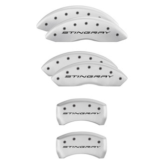 MGP® - Gloss White Caliper Covers with Stingray Logotype Engraving (Full Kit, 6 pcs)