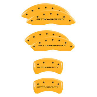 MGP® - Gloss Yellow Caliper Covers with Stingray Logotype Engraving (Full Kit, 6 pcs)