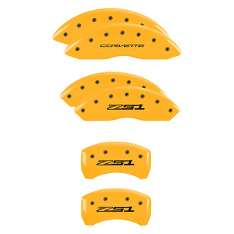 MGP® - Gloss Yellow Caliper Covers with Corvette C7 / Z51 Engraving (Full Kit, 6 pcs)