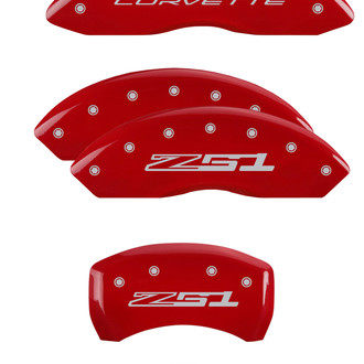 MGP® - Gloss Red Caliper Covers with Corvette C8 / Z51 Engraving (Full Kit, 6 pcs)