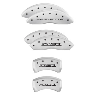 MGP® - Gloss White Caliper Covers with Corvette C8 / Z51 Engraving (Full Kit, 6 pcs)