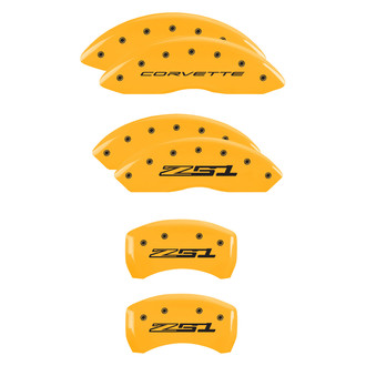 MGP® - Gloss Yellow Caliper Covers with Corvette C8 / Z51 Engraving (Full Kit, 6 pcs)