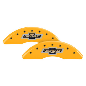 MGP® - Gloss Yellow Caliper Covers with 100 Anniversary Logo (Full Kit, 4 pcs)
