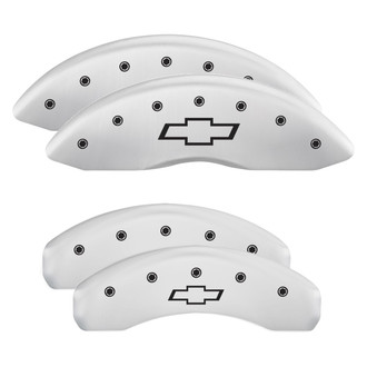 MGP® - Gloss White Caliper Covers with Bowtie Engraving (Full Kit, 4 pcs)