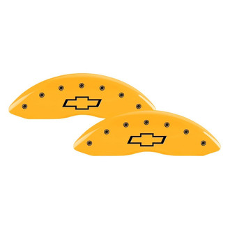 MGP® - Gloss Yellow Caliper Covers with Bowtie Engraving (Full Kit, 4 pcs)