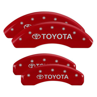 MGP® - Gloss Red Caliper Covers with Toyota Emblem and Logotype Engraving (Full Kit, 4 pcs)
