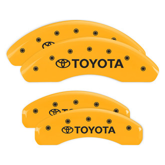 MGP® - Gloss Yellow Caliper Covers with Toyota Emblem and Logotype Engraving (Full Kit, 4 pcs)