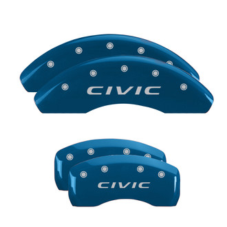 MGP® - Gloss Blue Caliper Covers with Civic 2016 Engraving (Full Kit, 4 pcs)