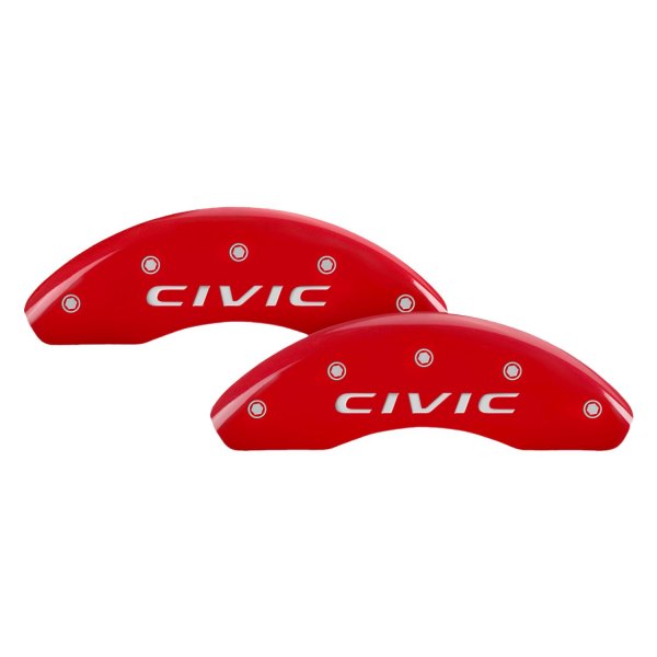MGP® - Gloss Red Front Caliper Covers with Civic 2016 Engraving (Full Kit, 4 pcs)