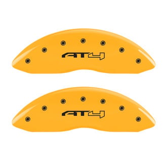 MGP® - Gloss Yellow Caliper Covers with AT4 Outline Engraving (Full Kit, 4 pcs)