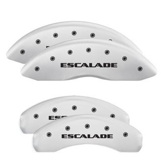 MGP® - Gloss White Caliper Covers with Escalade Engraving (Full Kit, 4 pcs)