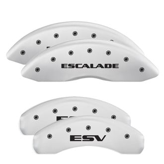 MGP® - Gloss White Caliper Covers with Escalade / ESV Engraving (Full Kit, 4 pcs)