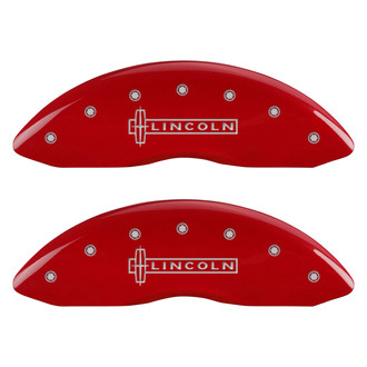 MGP® - Gloss Red Caliper Covers with Lincoln Engraving (Full Kit, 4 pcs)