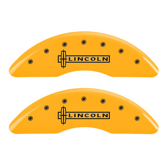 MGP® - Gloss Yellow Caliper Covers with Lincoln / Star Logo Engraving (Full Kit, 4 pcs)